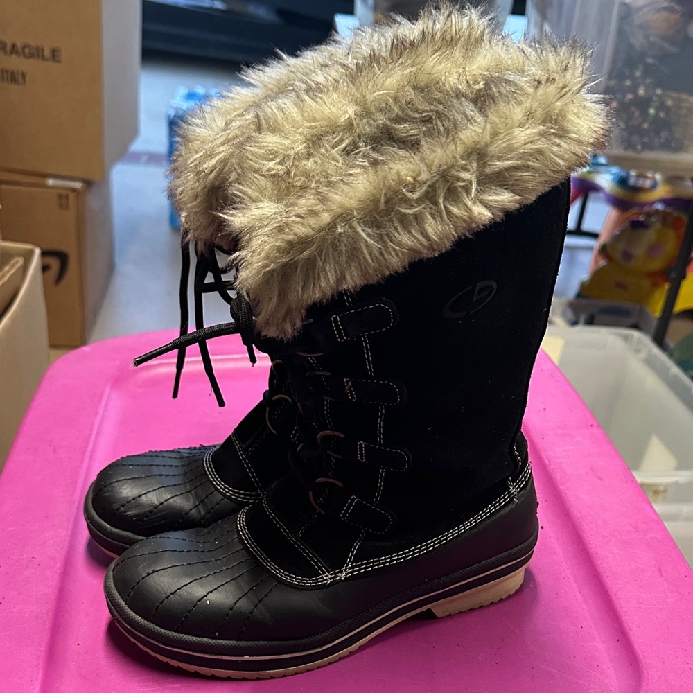 Champion C9 Women's Black Winter Boots with Faux Fur Lining